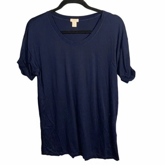 J crew navy womens side slit tunic T-shirt - Picture 1 of 12